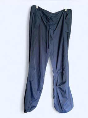 90s Style Navy Blue Track Pants / Parachute Cargo Pants - Size S